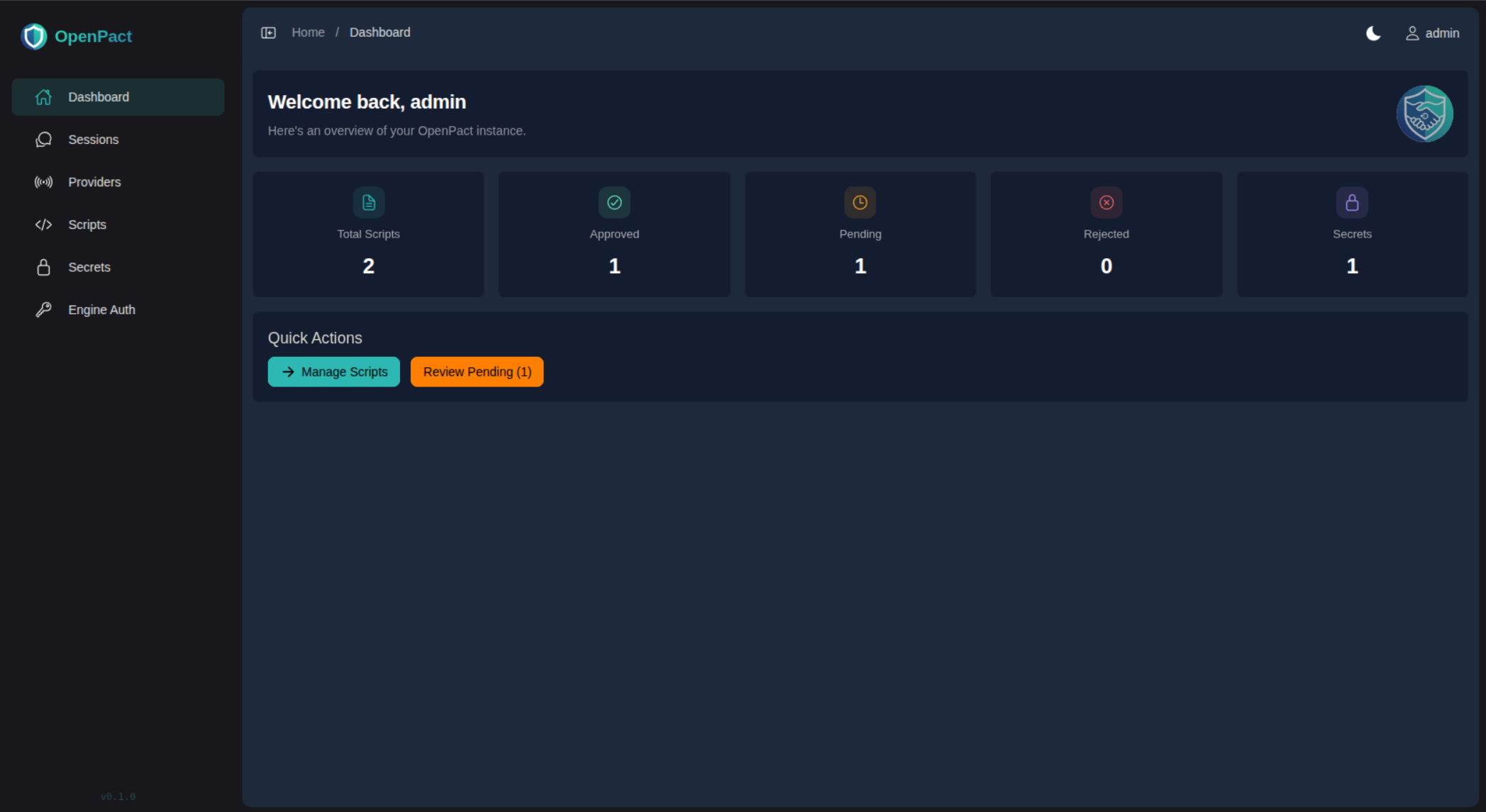 OpenPact Admin Dashboard